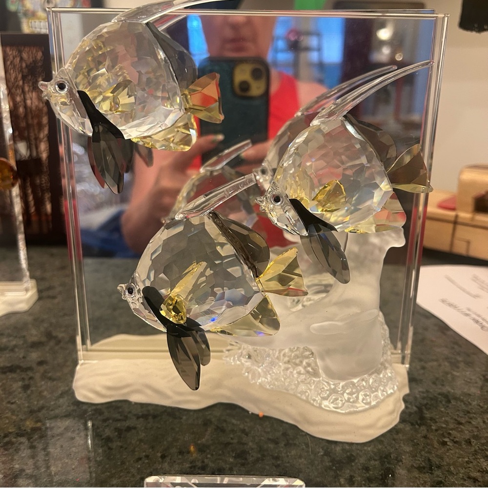 Elegant Crystal Fish Mirror Decor